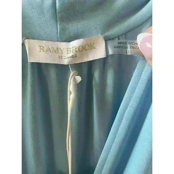 NWT Ramy Brook Women's Blue Monaco V-Neck Sleeveless Midi Wrap Dress Size Large - Picture 8 of 9